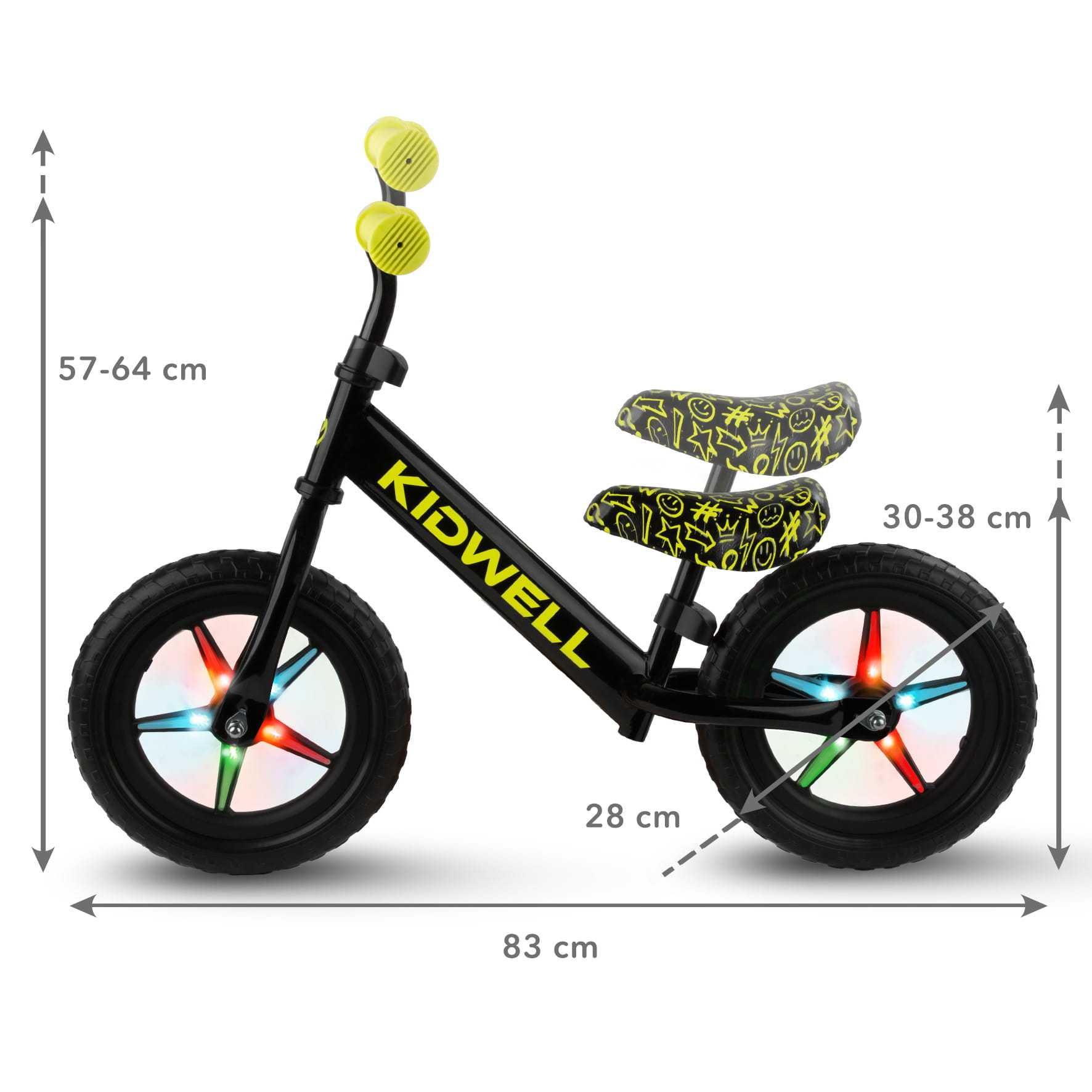 5748 Rowerek biegowy Rebel LED Neon Yellow biegówka dla dzieci jeździk