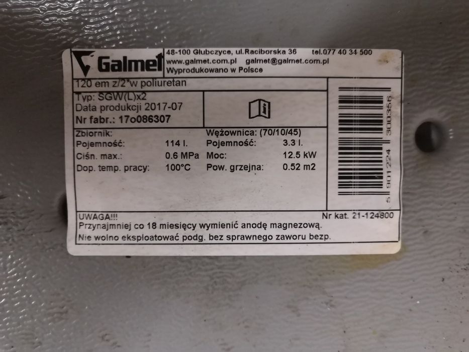 Zbiornik wyrównawczy galmet 114l co woda