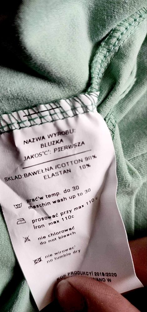 Bluzka zielona z falbankami, krótki rękaw, rozmiar uniwersalny