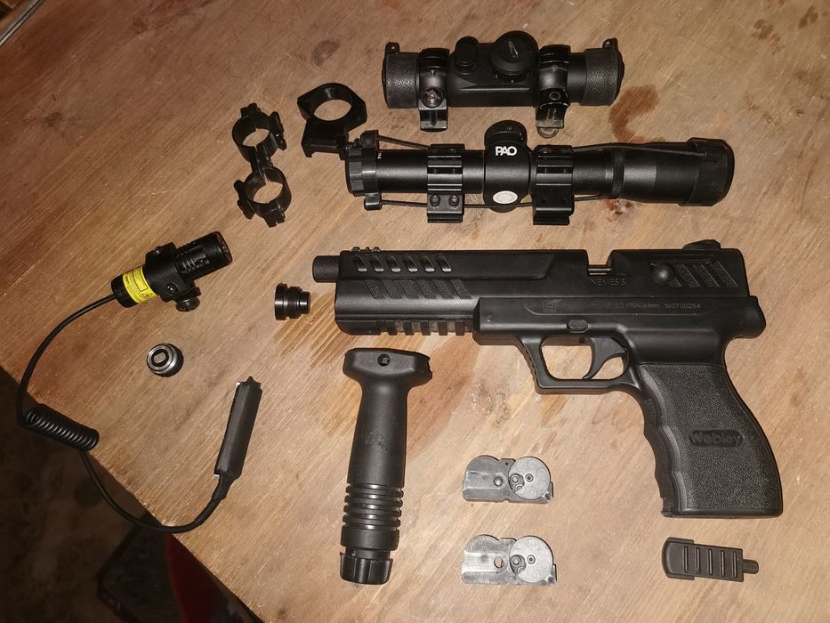 Webley Nemesis 4.5mm 177 pistola de ar Com muitos extras