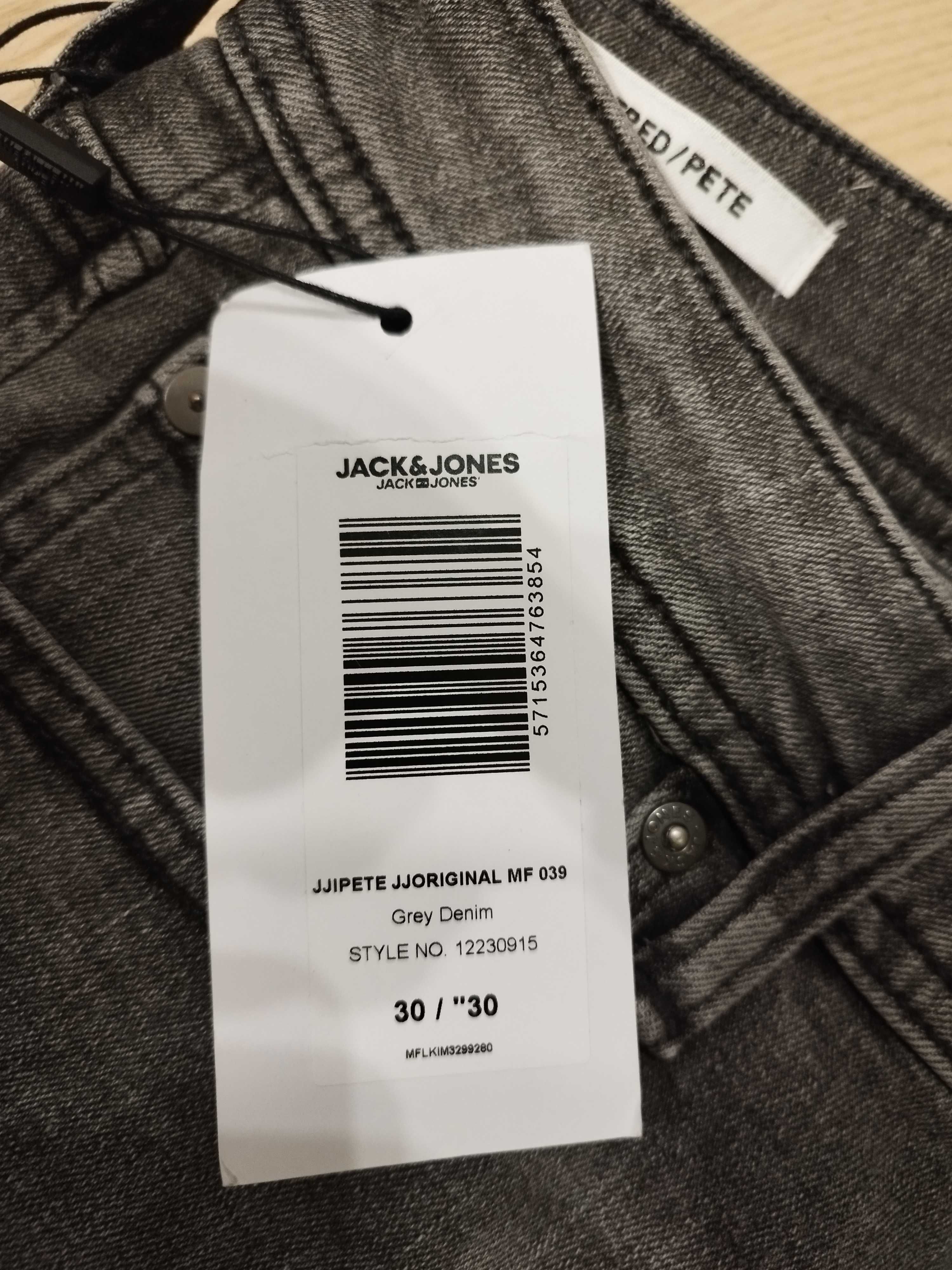 Nowe jeansy męskie Jack Jones W30 L30 popielate