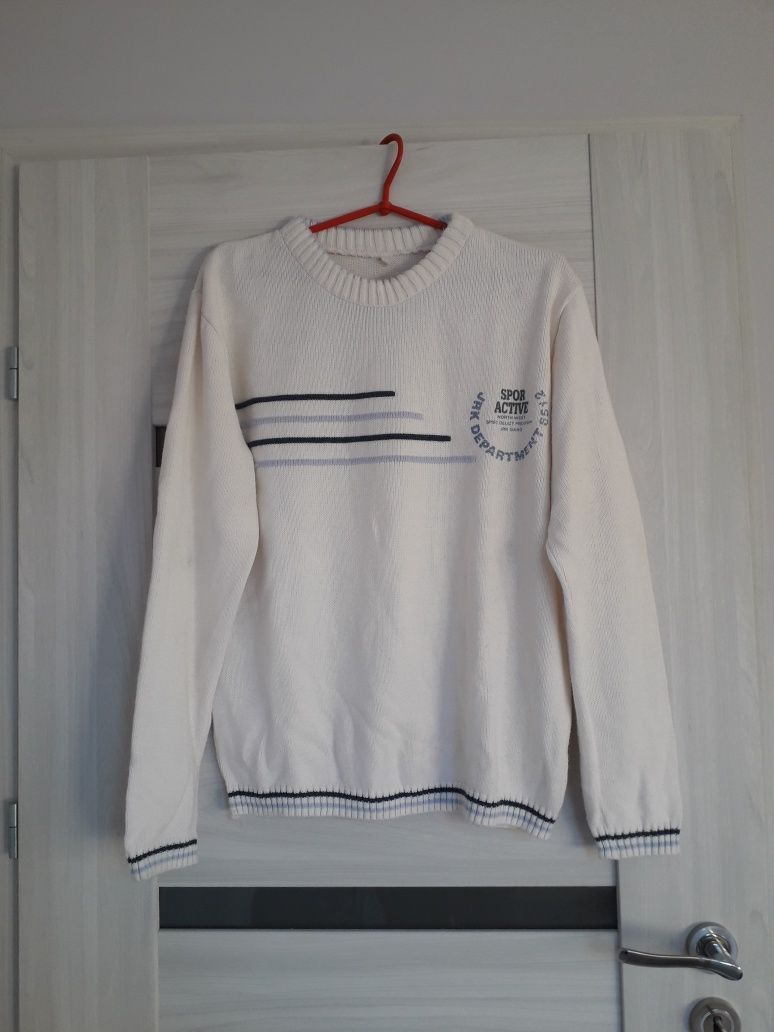 Sweter sweterek meski biały M L vintage