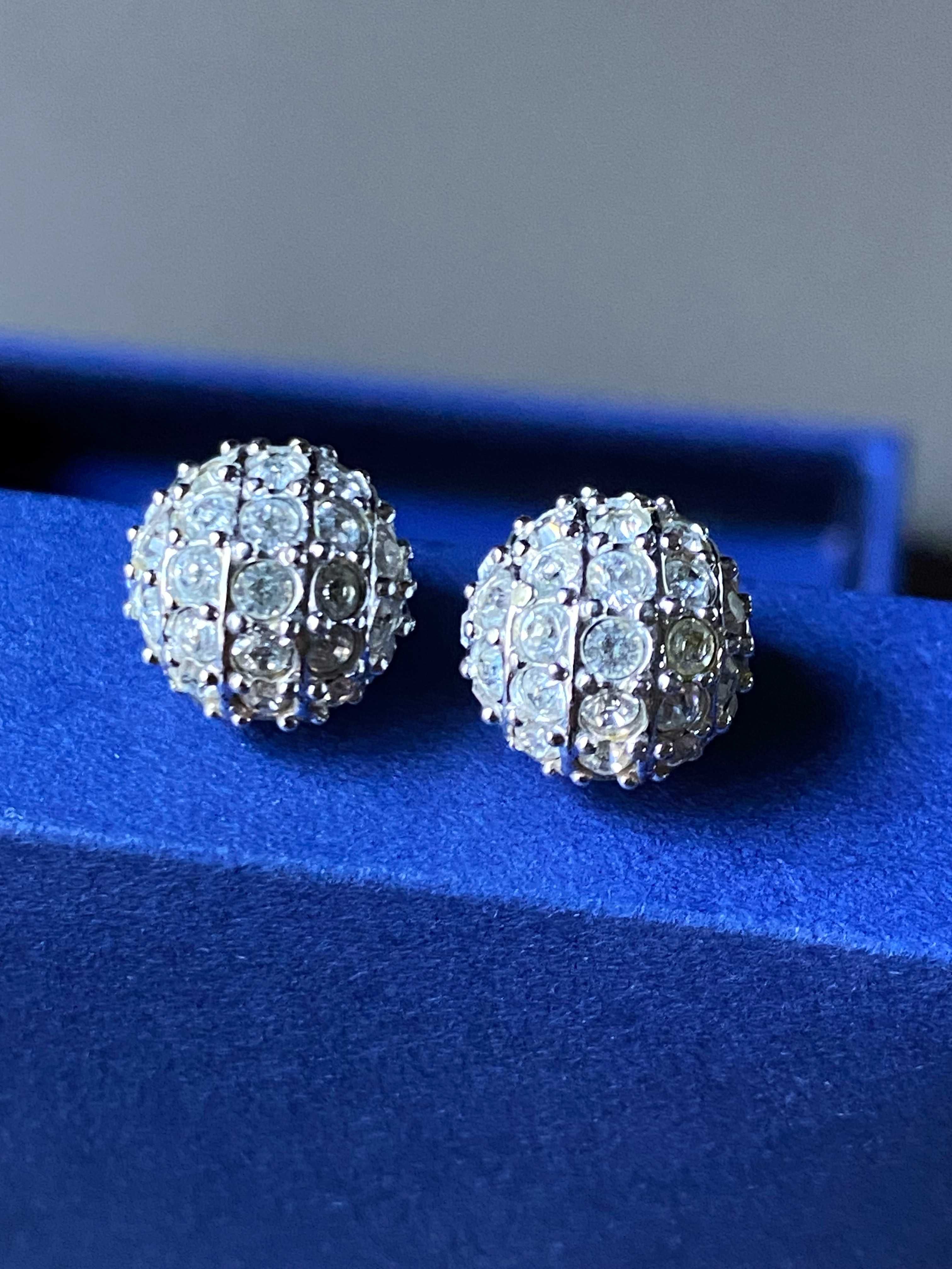 Swarovski - klipsy kulki z kryształkami - oryginalne - bez dziurek