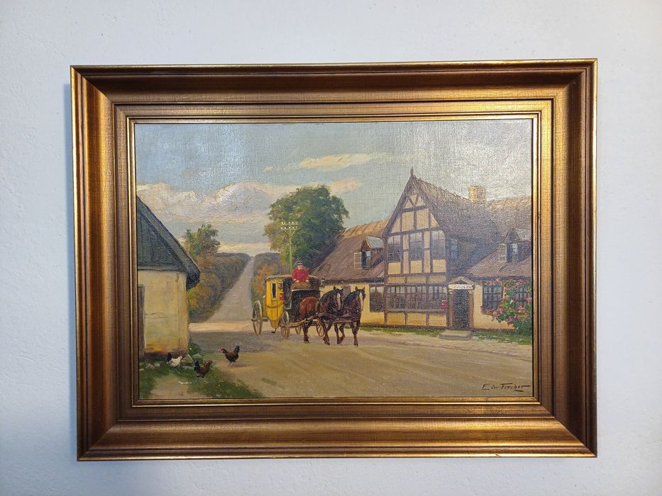 Stary obraz na płótnie EDMUND FISCHER (1913- 1944)