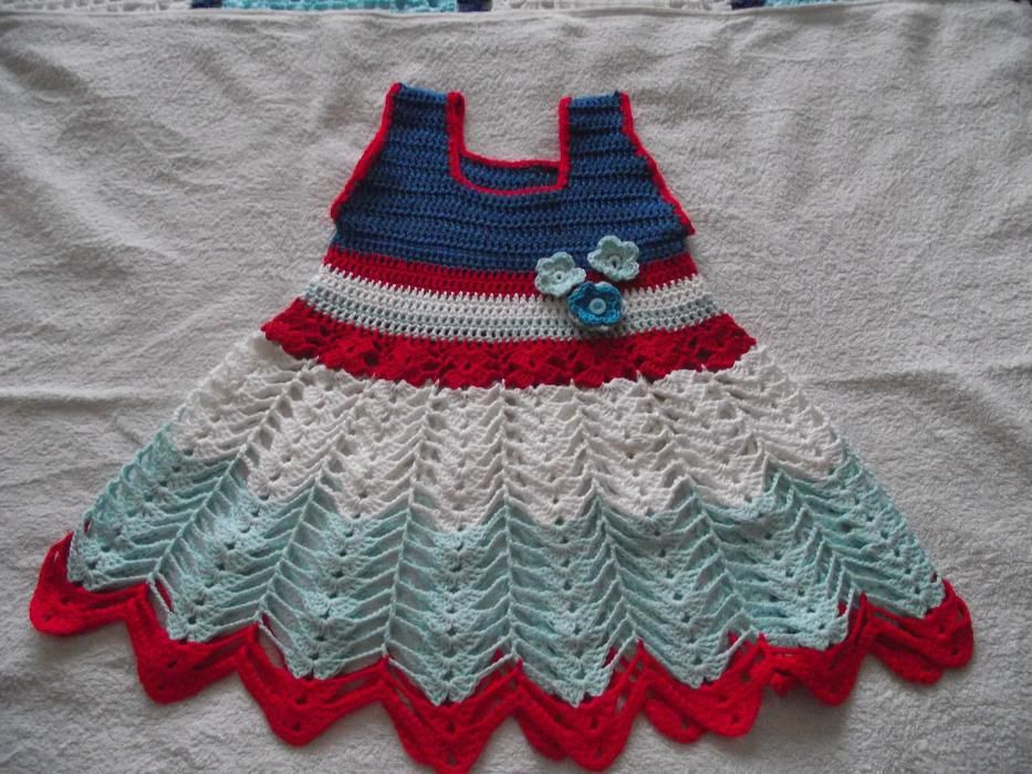 Vestido croche feito à mão criança NOVO