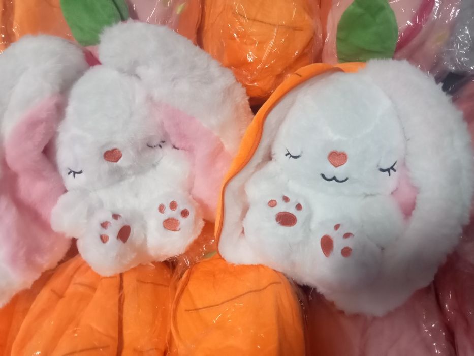 Опт! Дроп! Іграшка нічник дихаючий зайчик в полуничці/морквинці