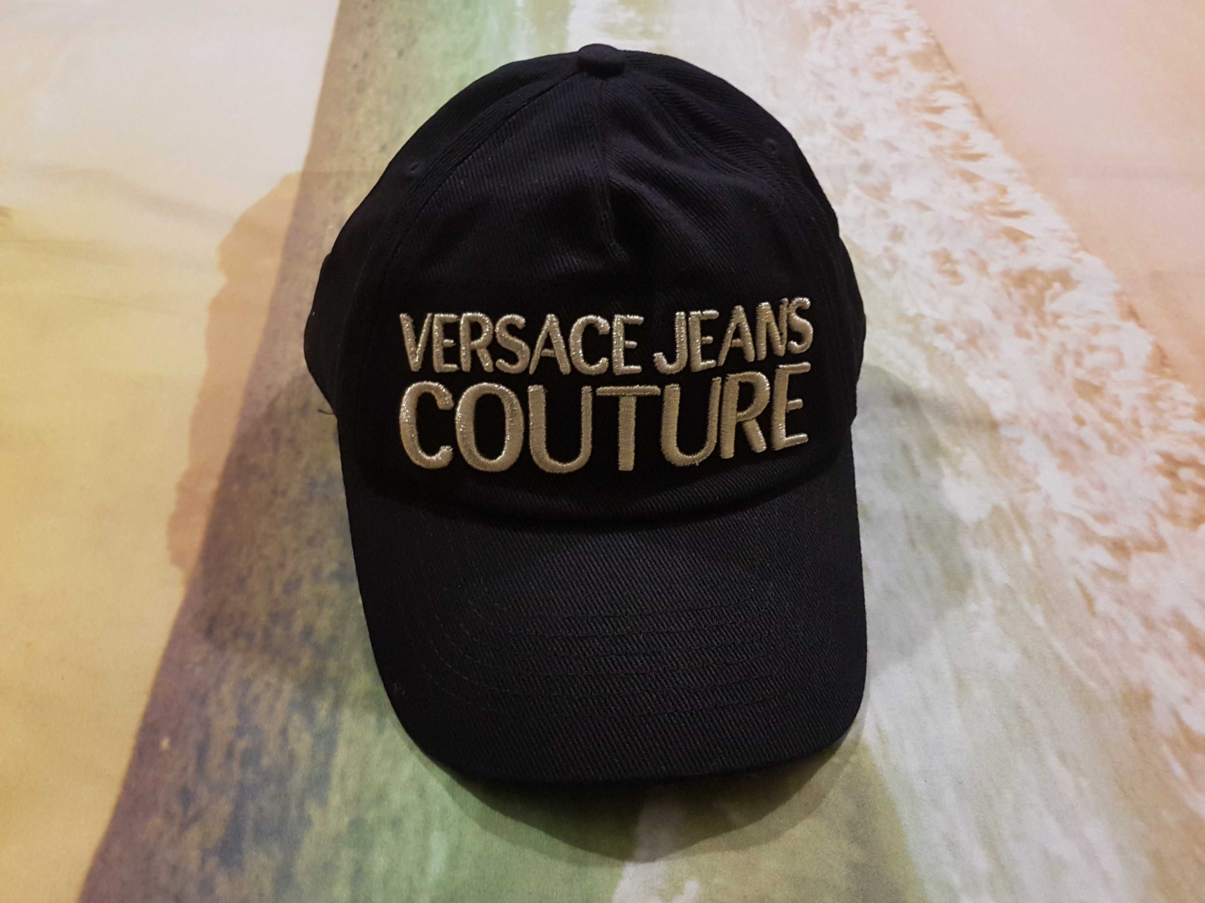 VERSACE JEANS COUTURE Czapka z daszkiem Czarna/złota Unisex Oryginalna