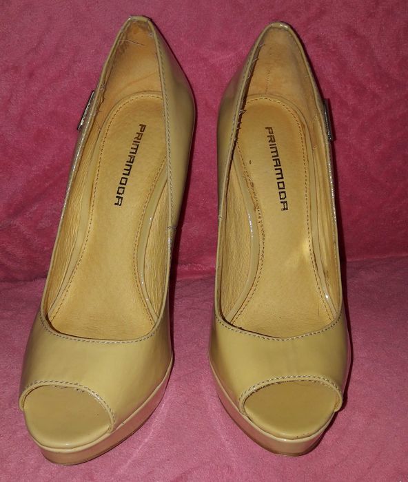 Cytrynowo smietankowe szpilki czółenka Prima Moda 36 open toe
