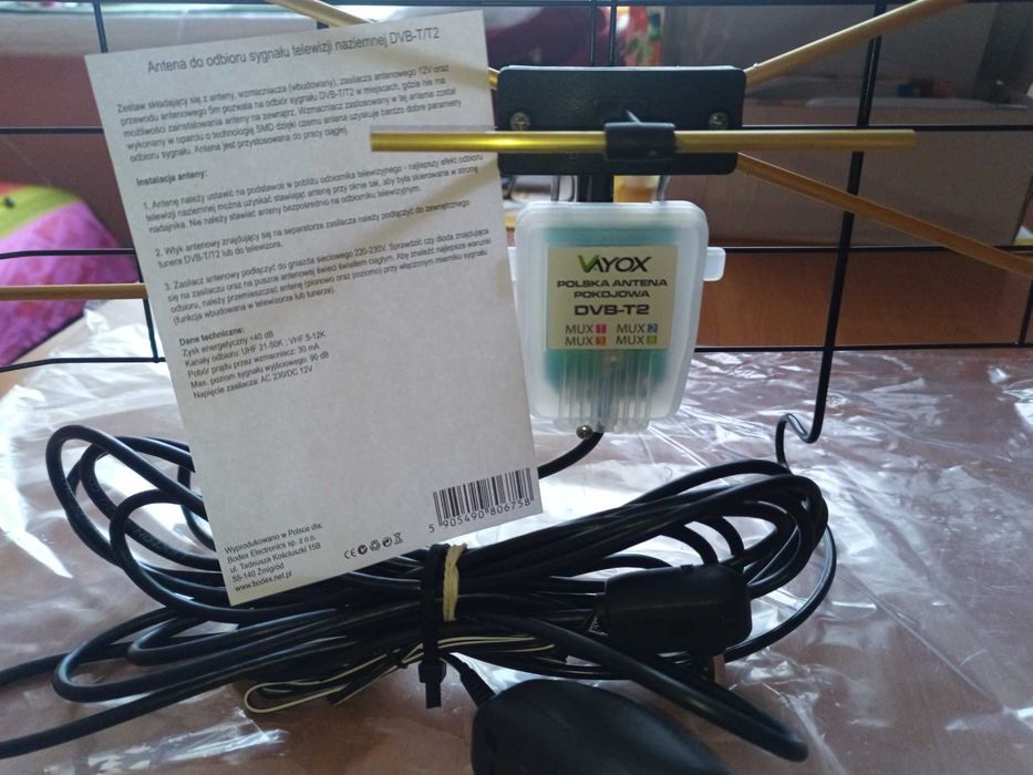 Najmocniejsza antena DVB-T2 TV Pokojowa MUX8 4K Mocny sygnał VAYOX