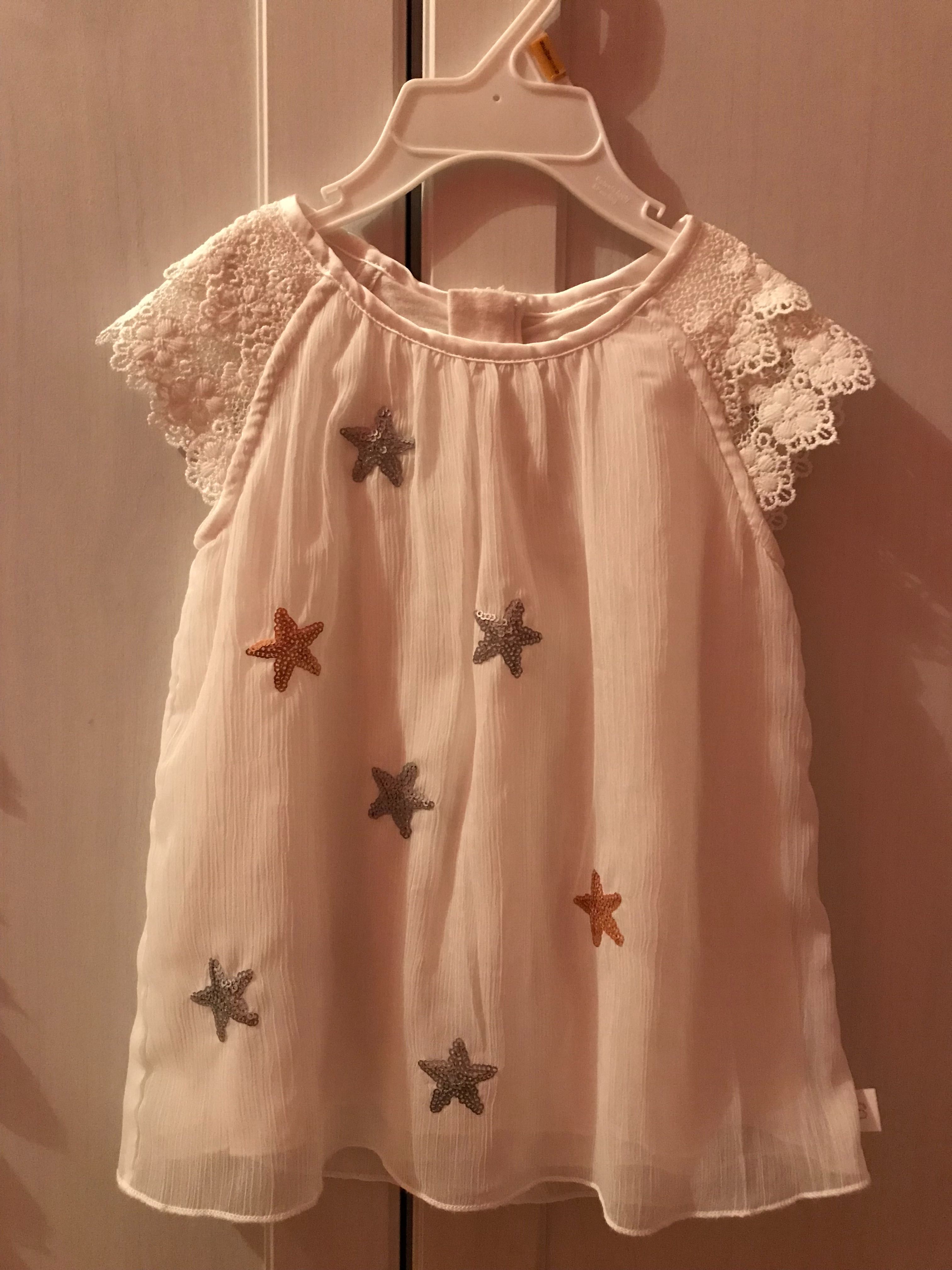 Boboli sukienka szyfonowa koronka biała z gwiazdkami 80 cm