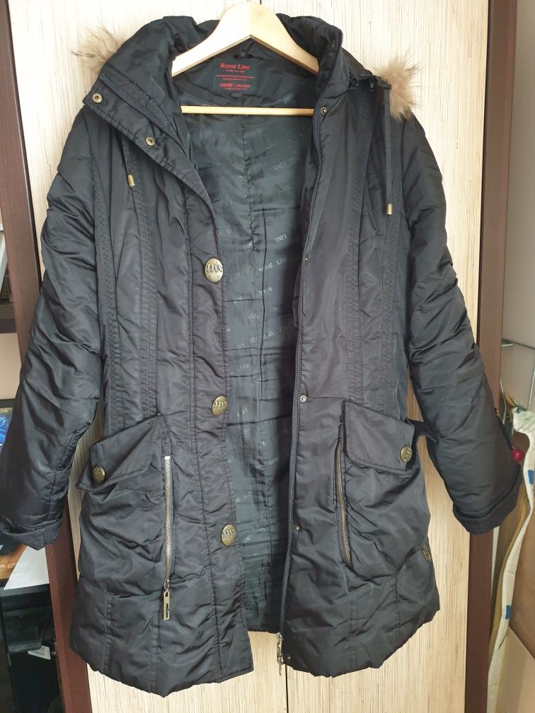 Kurtka zimowa płaszcz czarny parka r. 42 (rp.l)