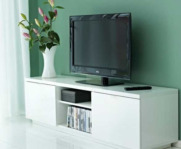 BYÅS Móvel TV, brilh branco, 160x42x45 cm
