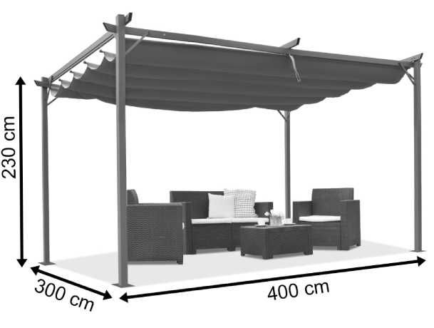 PERGOLA OGRODOWA TARASOWA La Palma 3x4m Duża, Stalowa, Pawilon, Altana