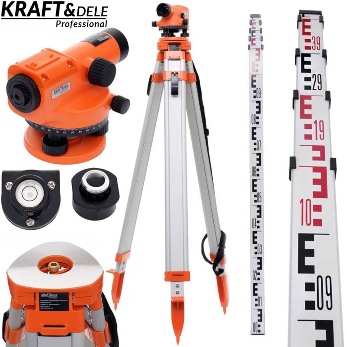 KRAFT&DELE Niwelator Optyczny 32x Łata + Statyw + Kufer Etui KD1095