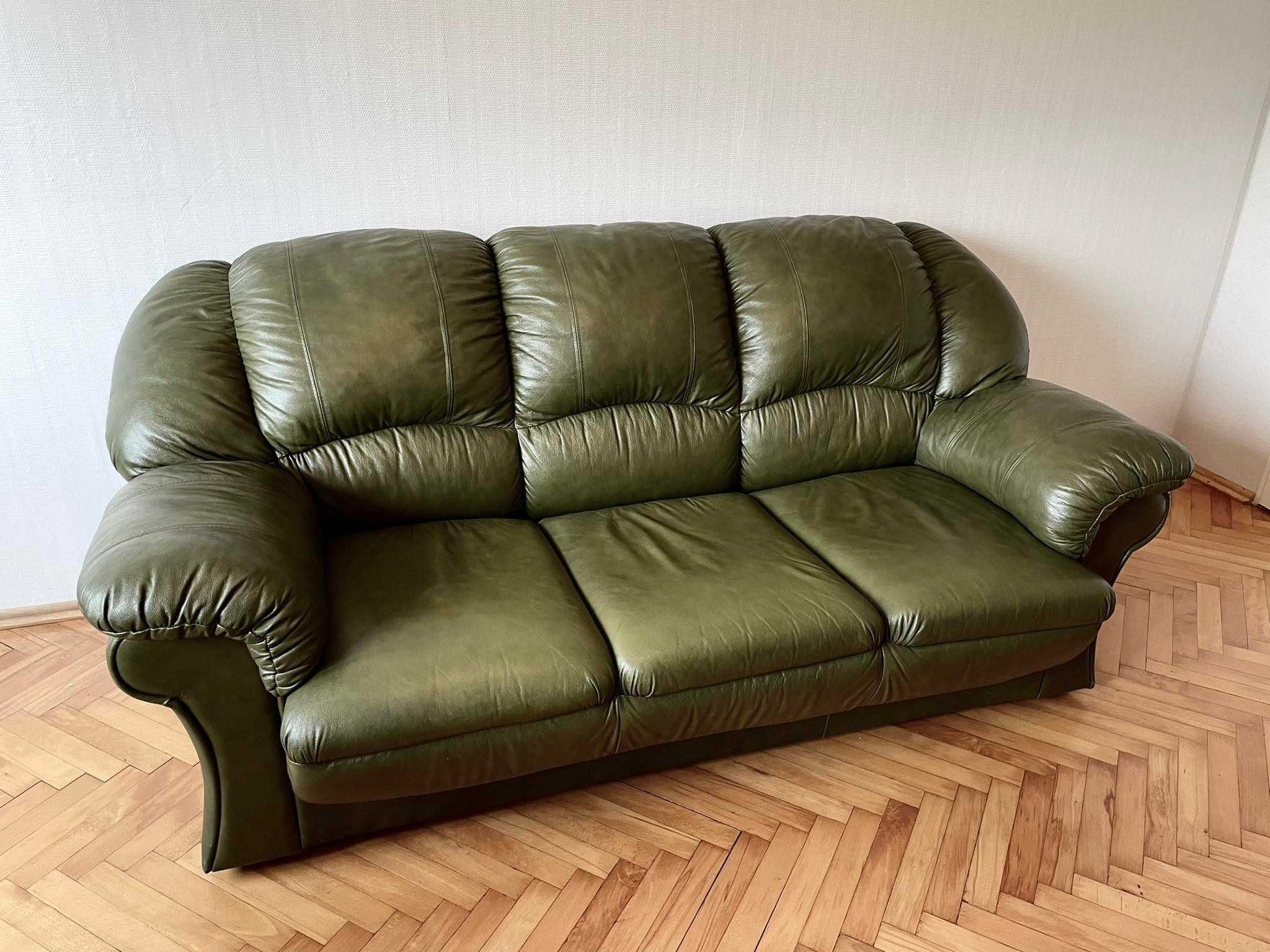 Sofa 3 osobowa kanapa rozkładana eko skóra zielona super stan