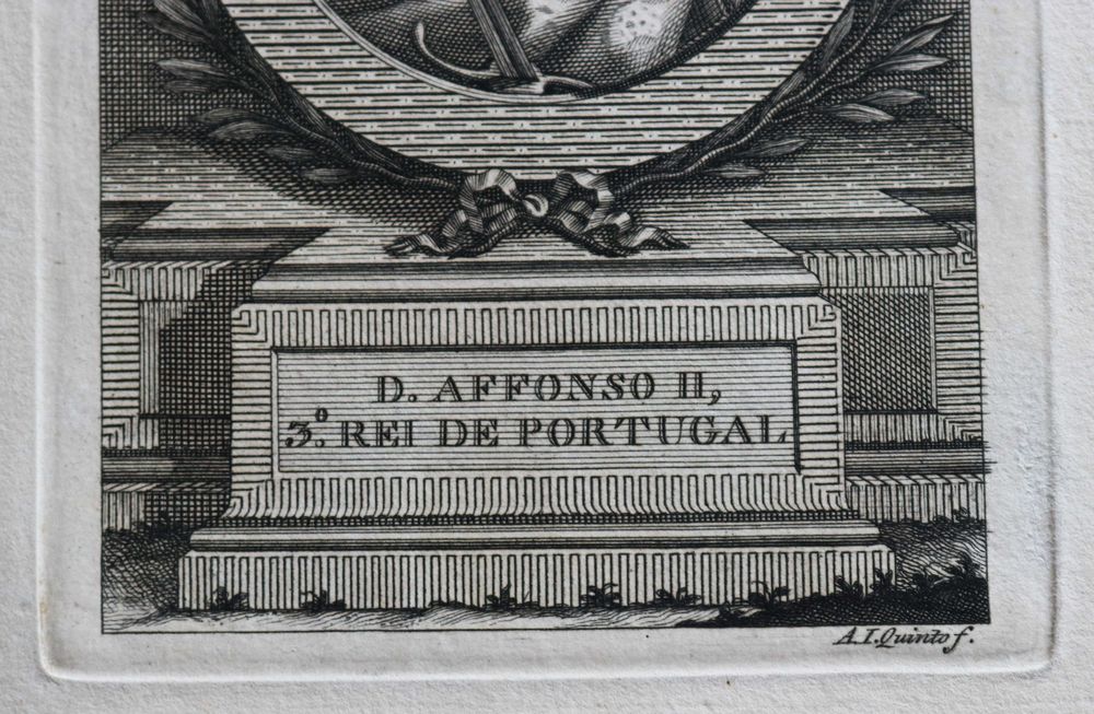 D. Afonso II, 3º Rei de Portugal gravura cc 1806 António José Quinto