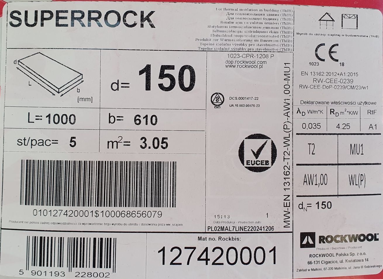 Rockwool wełna 15 cm