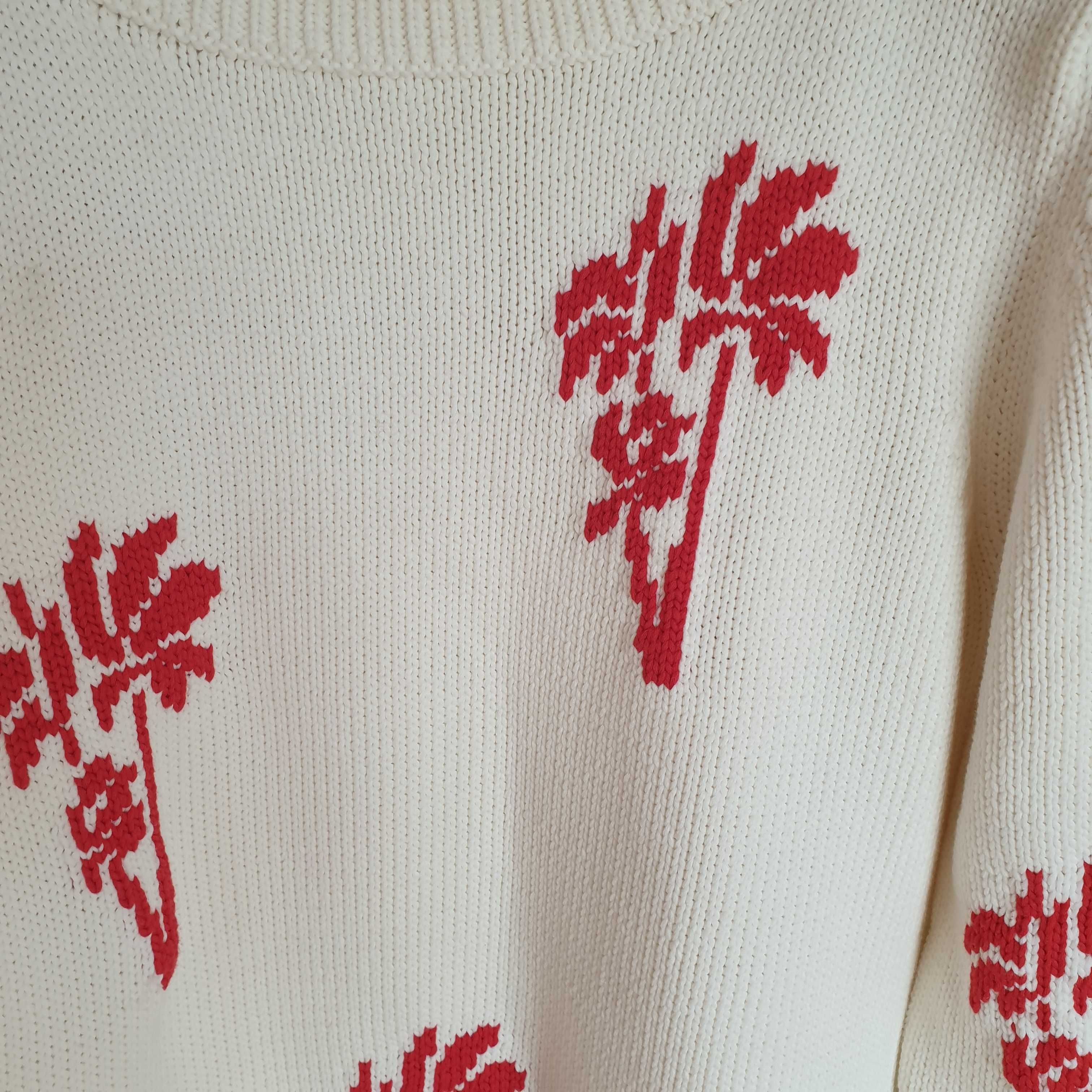Sweter Max Mara Studio, wzór w czerwone palmy rozmiar M. Stan idealny