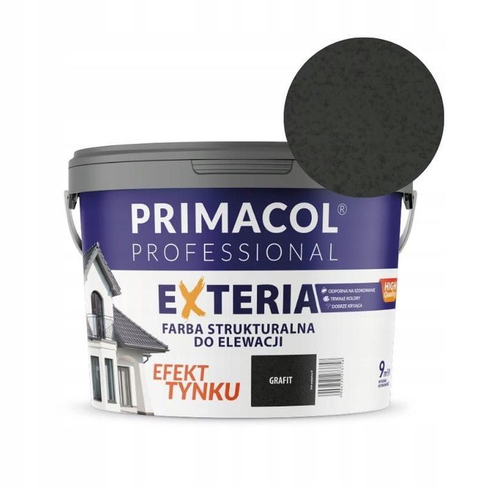 PRIMACOL Farba Elewacyjna EXTERIA 4,5l GRAFIT farba STRUKTURALNA zewnę