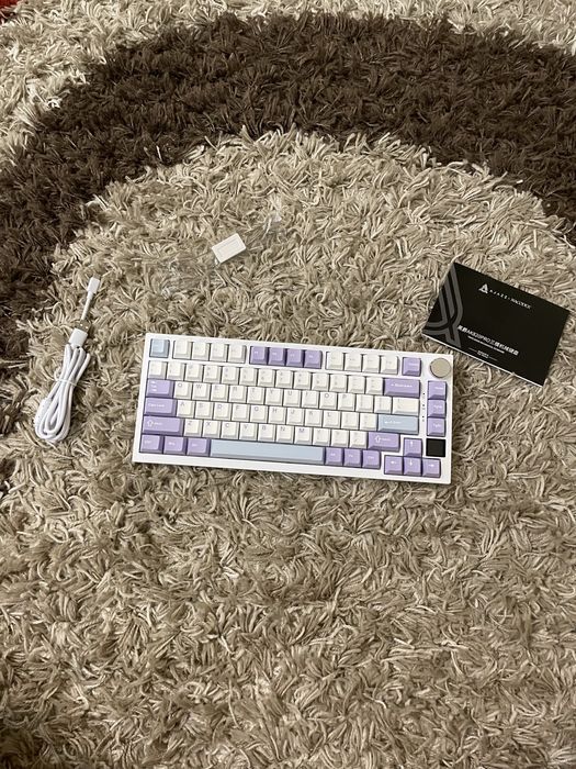 Клавіатура механічна AJAZZ AK820 PRO біла з фіолетовим Tri-mode