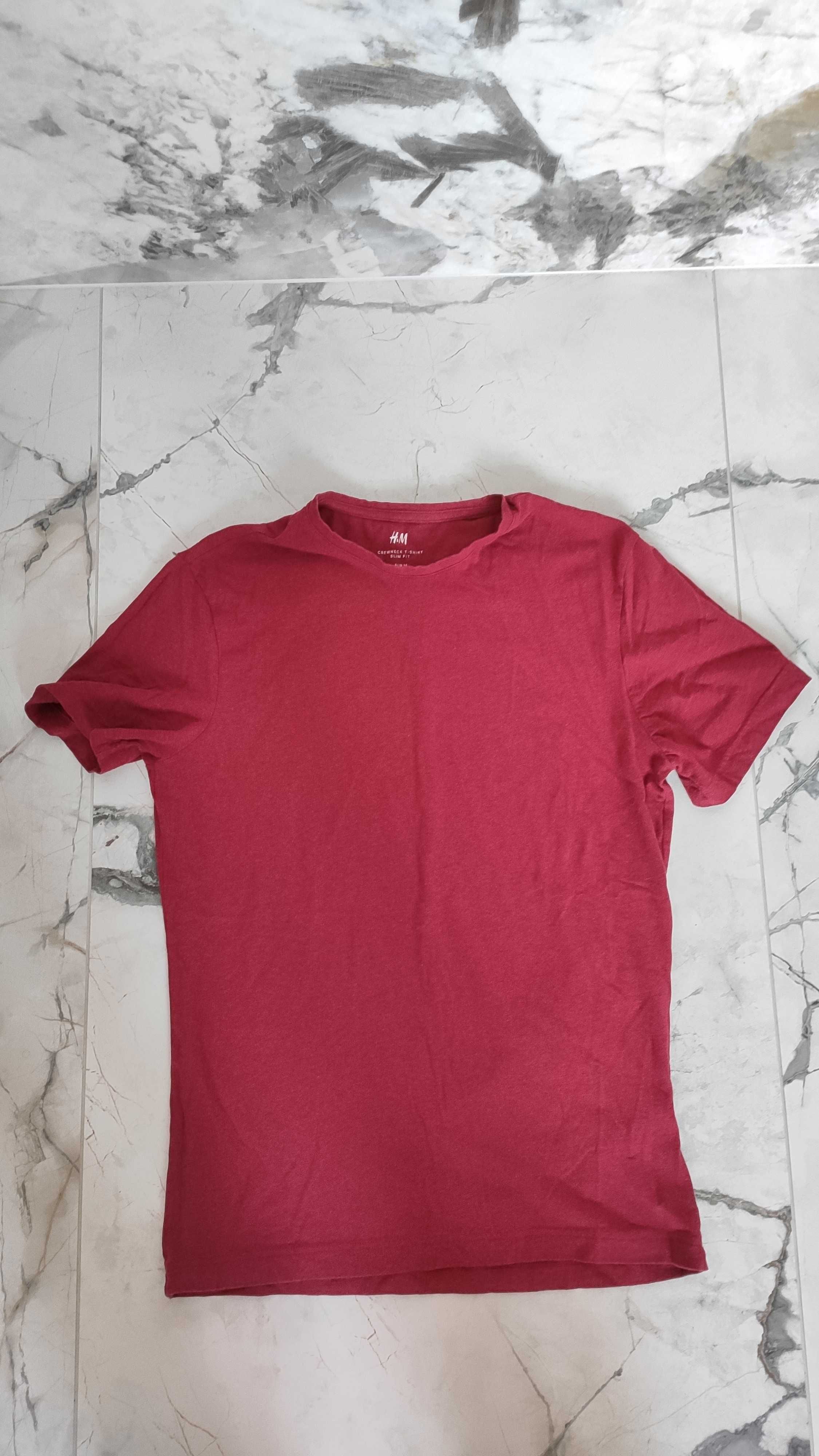 Bordowy T-shirt H&M, rozmiar M