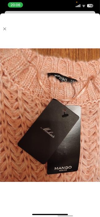 Кофта Mango р.S вʼязана пудрова светр джемпер шерсть вовна