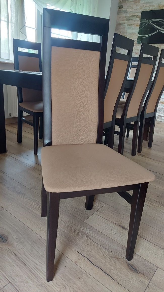Krzesła do salonu 8szt wenge beż
