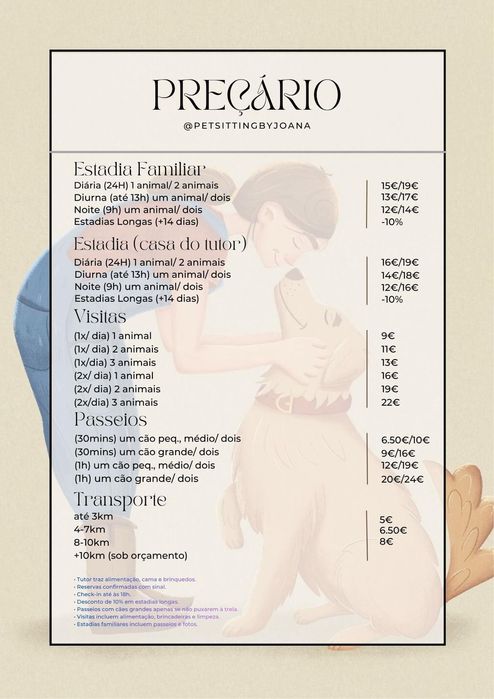 Pet sitting acessível: estadias, visitas, passeios e pet táxi.