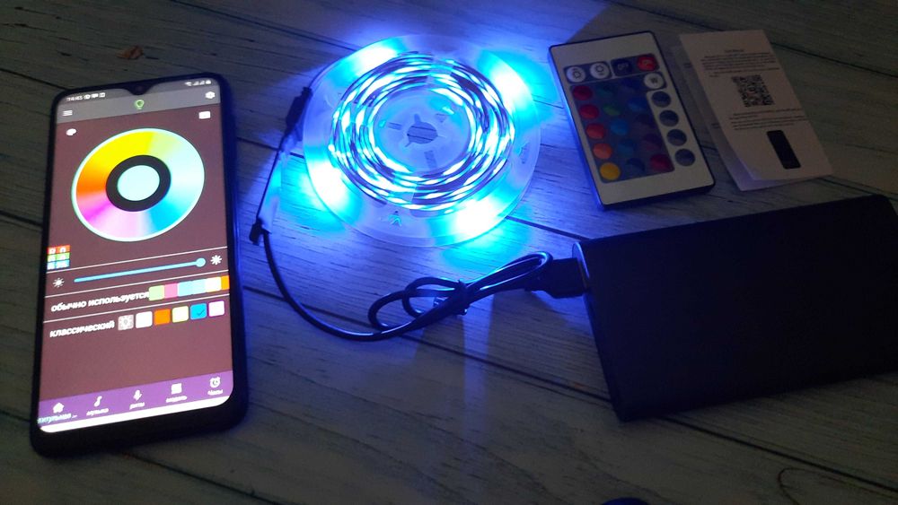 Комплект Светодиодная лента 5м RGB LED 3535 управление Bluetooth USB
