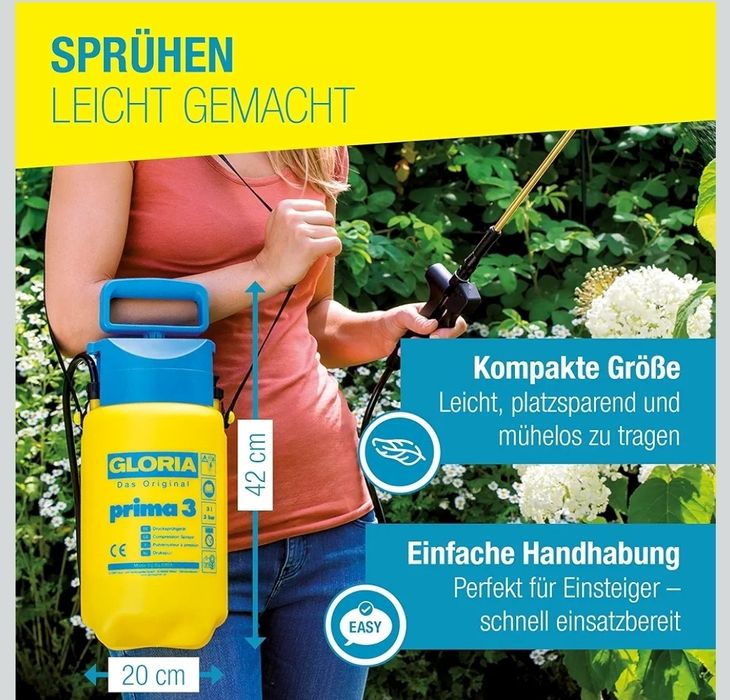 GLORIA Prima 3 Opryskiwacz ciśnieniowy, ogrodowy, pojemność 3l