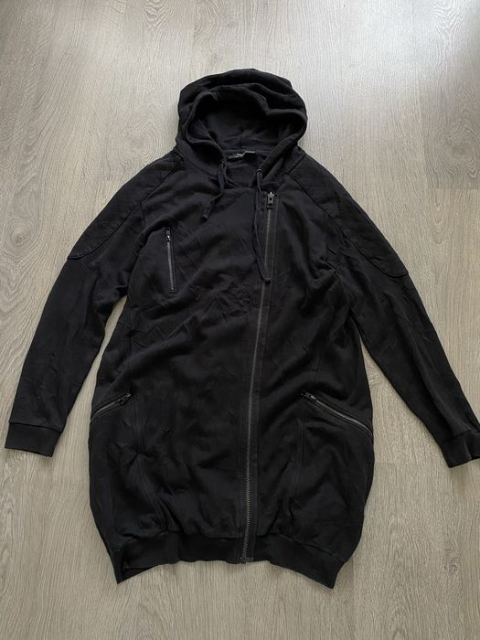 AllSaints Longline Asymmetric zip hoodie bluza damska