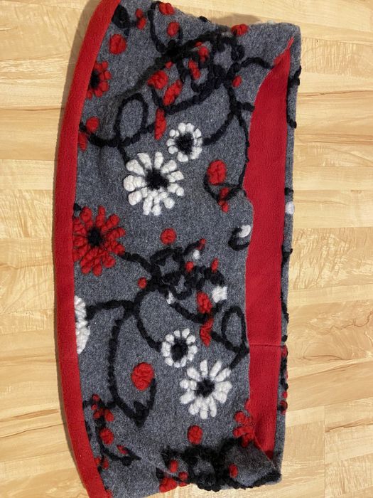 Ciepły komin szal czerwony szary aplikacje 3D ciepły zima Vintage dams