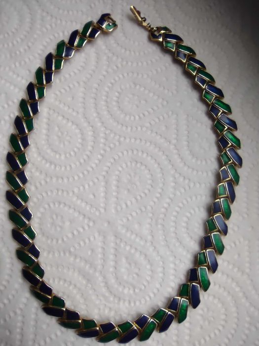 Stary piękny naszyjnik kolia emalia cloisonne