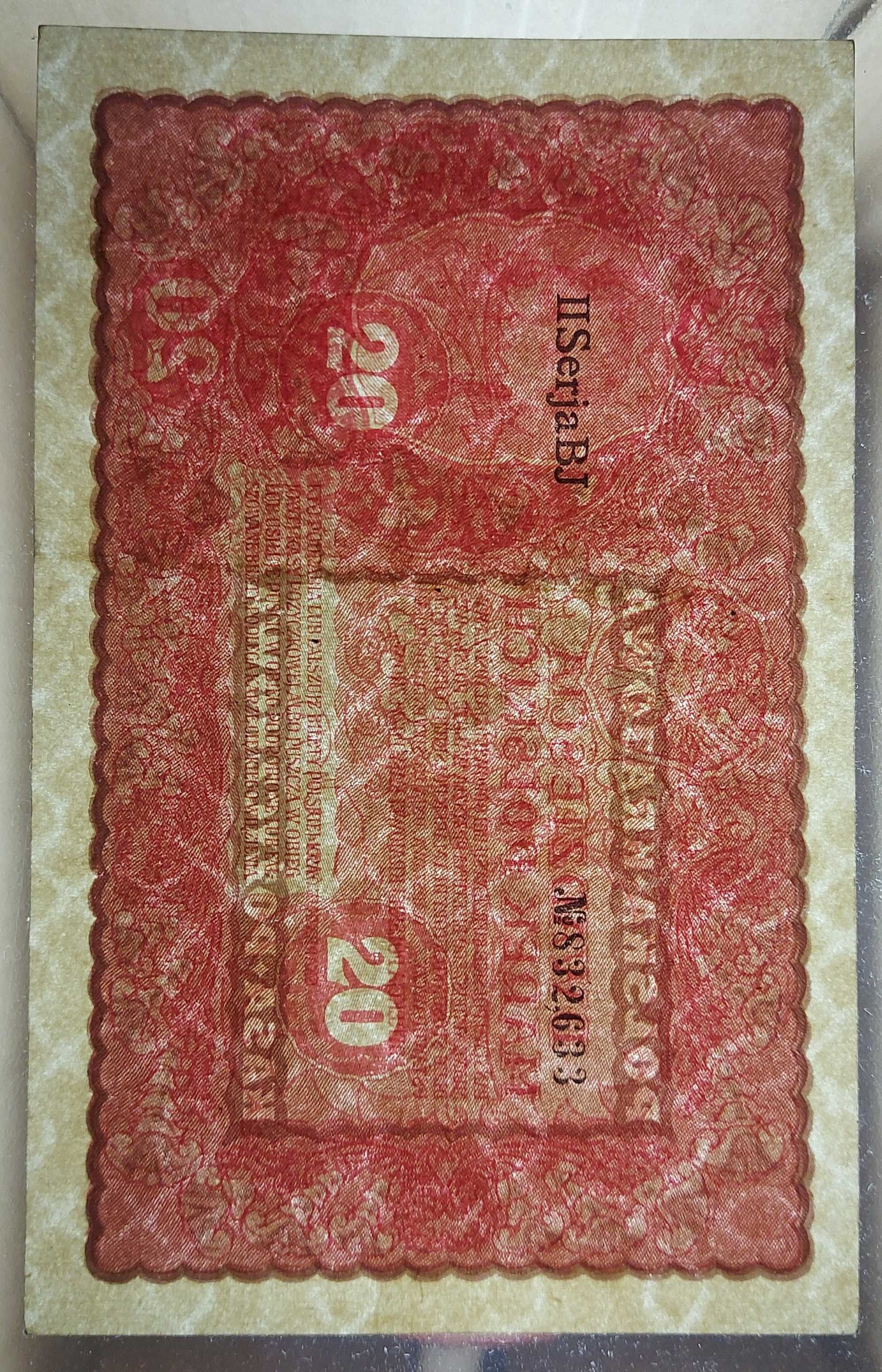 Banknot 20 marek polskich emisja z roku 1919.
