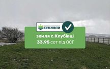 Продаж землі 33,95 соток в с.Клубівці під ОСГ