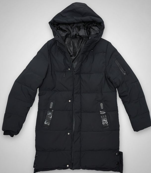 Зимняя черная мужская парка с капюшоном