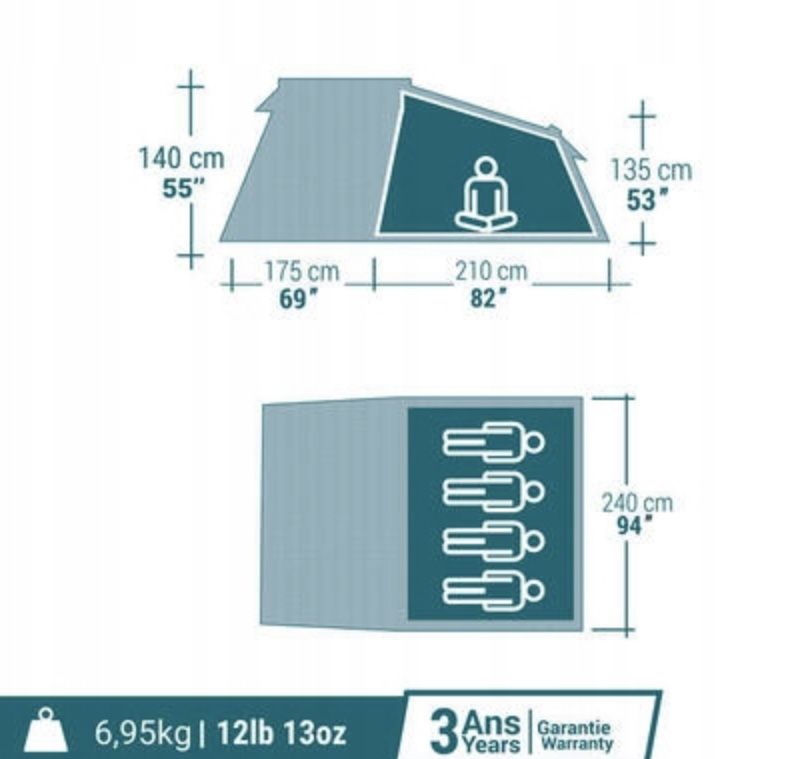 Namiot 4 osobowy wodoodporny duży kempingowy turystyczny