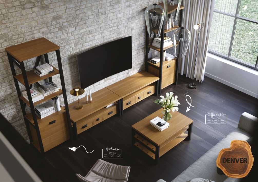 Szafka RTV drewniana w stylu loftowym z szufladami - ZOV
