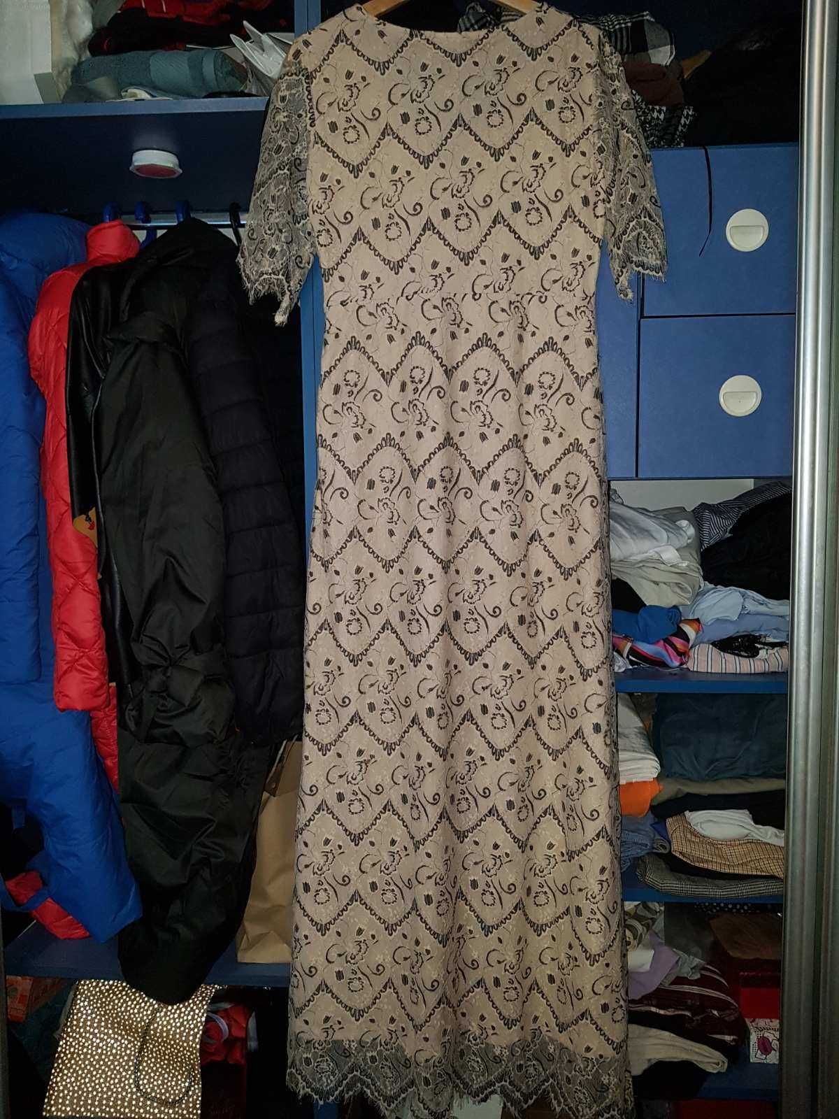 Гипюровое платье длинное ажурное платье