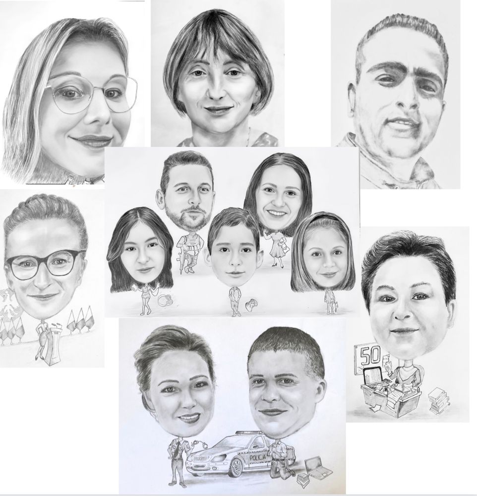 Portrety, karykatury ze zdjęć - dzieci, dorośli, rodziny