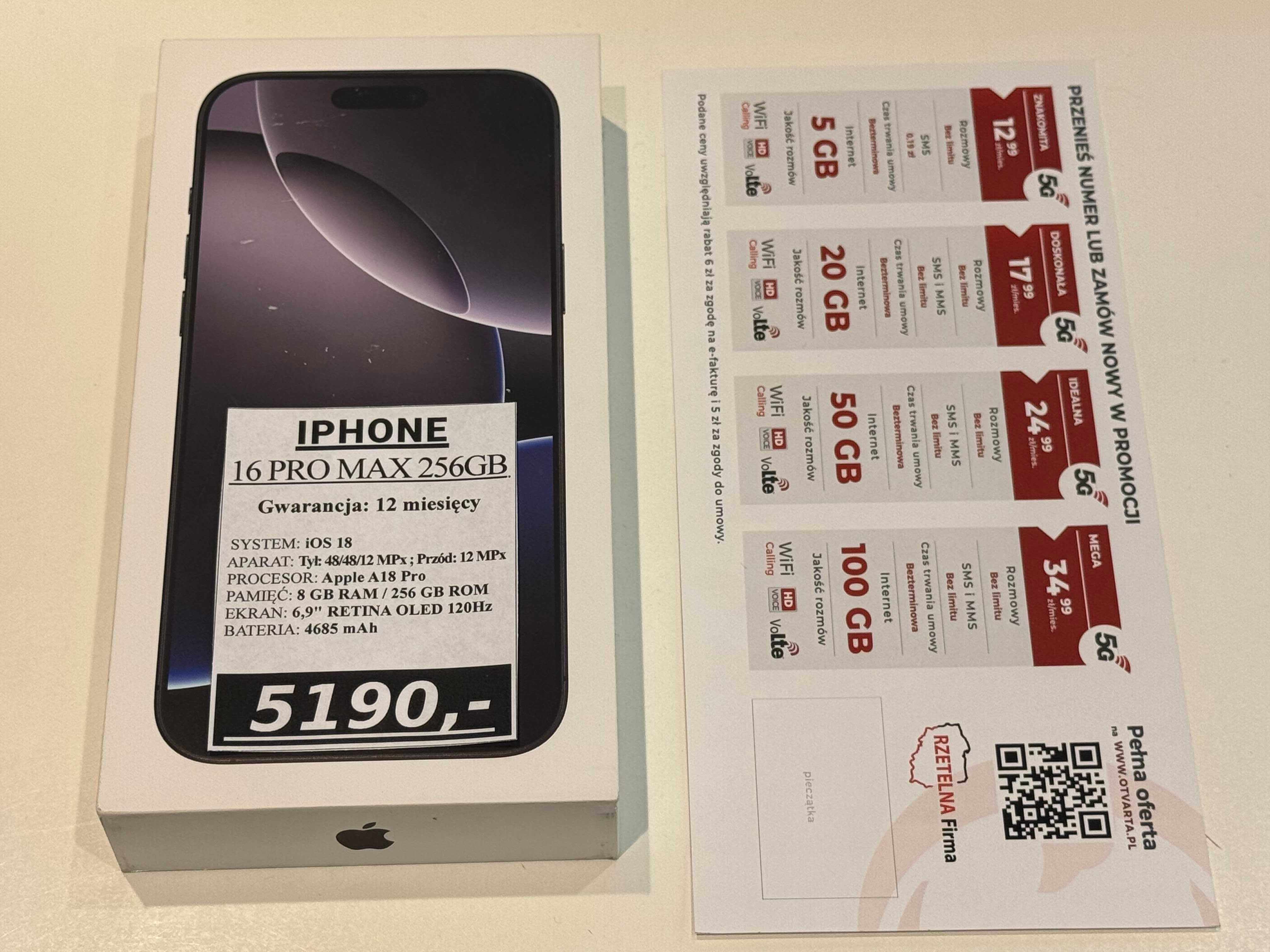 iPhone 16 Pro Max 256gb *12m-cy gwarancji*