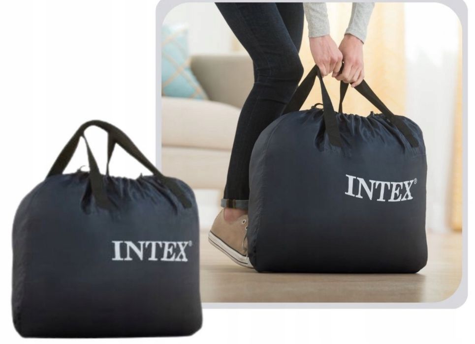 Łóżko Materac Dmuchany Turystyczny Duży 236x152 Pompka Intex Prezent