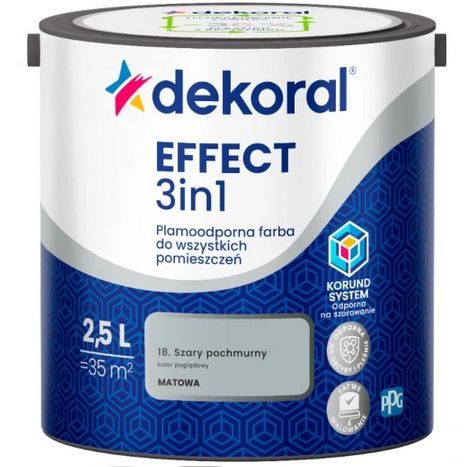 DEKORAL EFFECT 3w1 Plamoodporna 2,5l Szary pochmurny 18