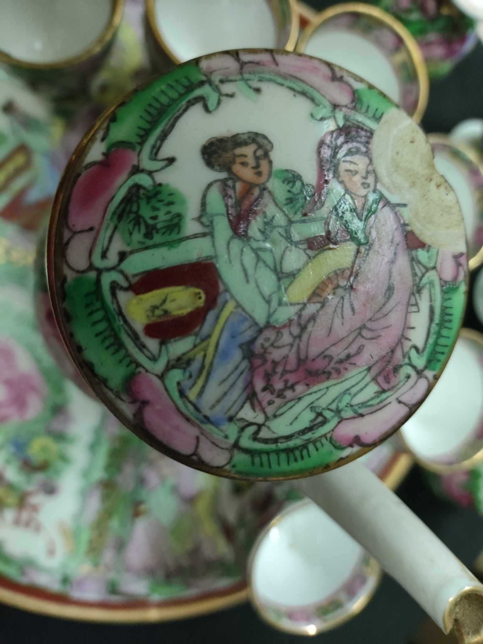 Bule de porcelana fabricado em macau vintage de 12 peças