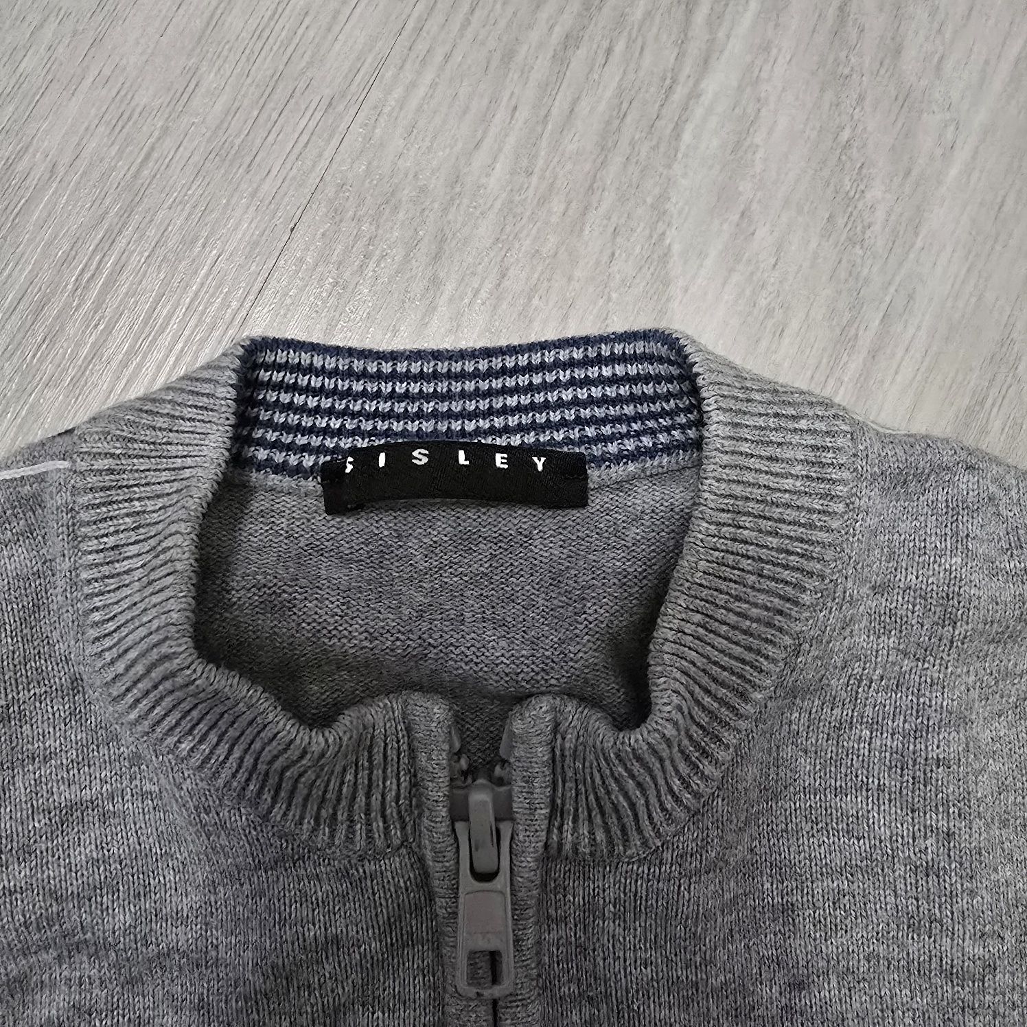 Sweter rozpinany chłopięcy szary bawełna Sisley rozm. 110.
