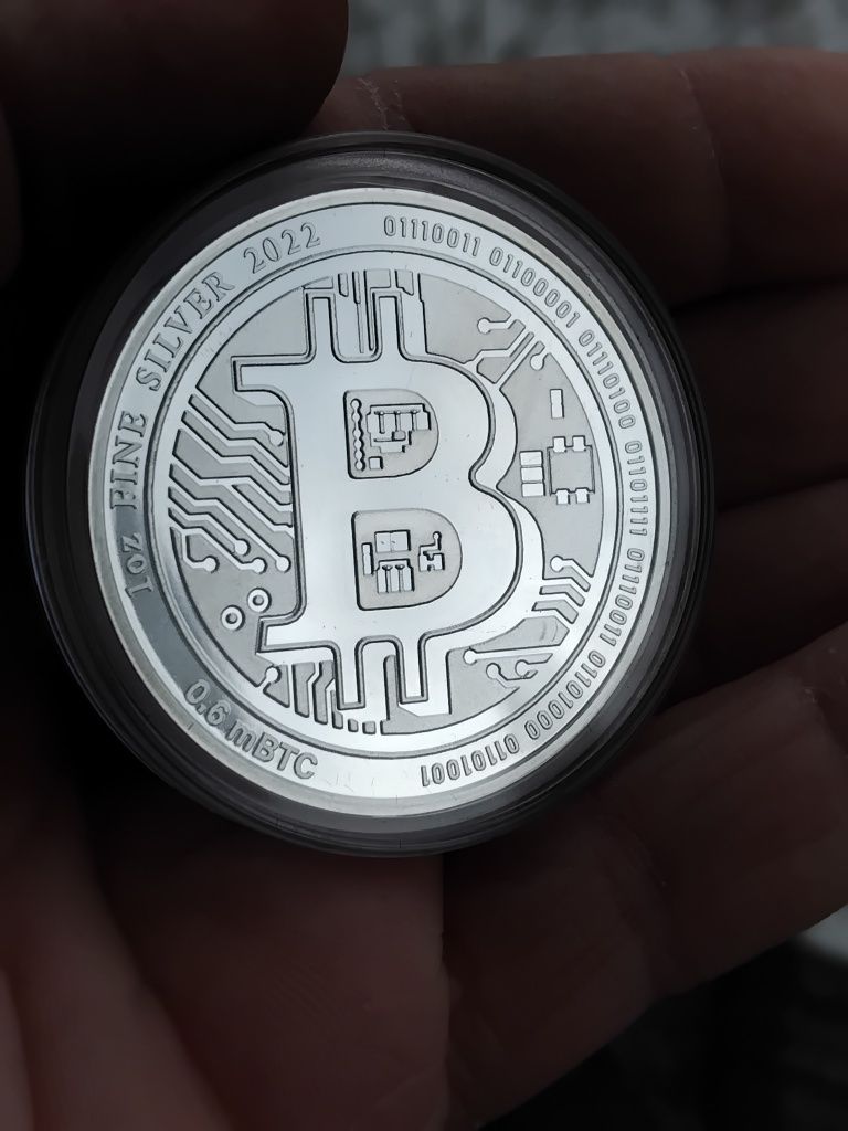 BITCOIN-srebrna moneta kolekcjonerska