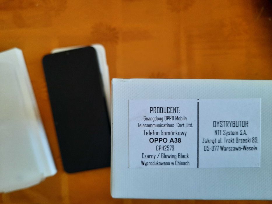 Smartfon Oppo A38 RAM 4GB Pamięć 128 GB Aparat 50 Mpx Czarny Nowy