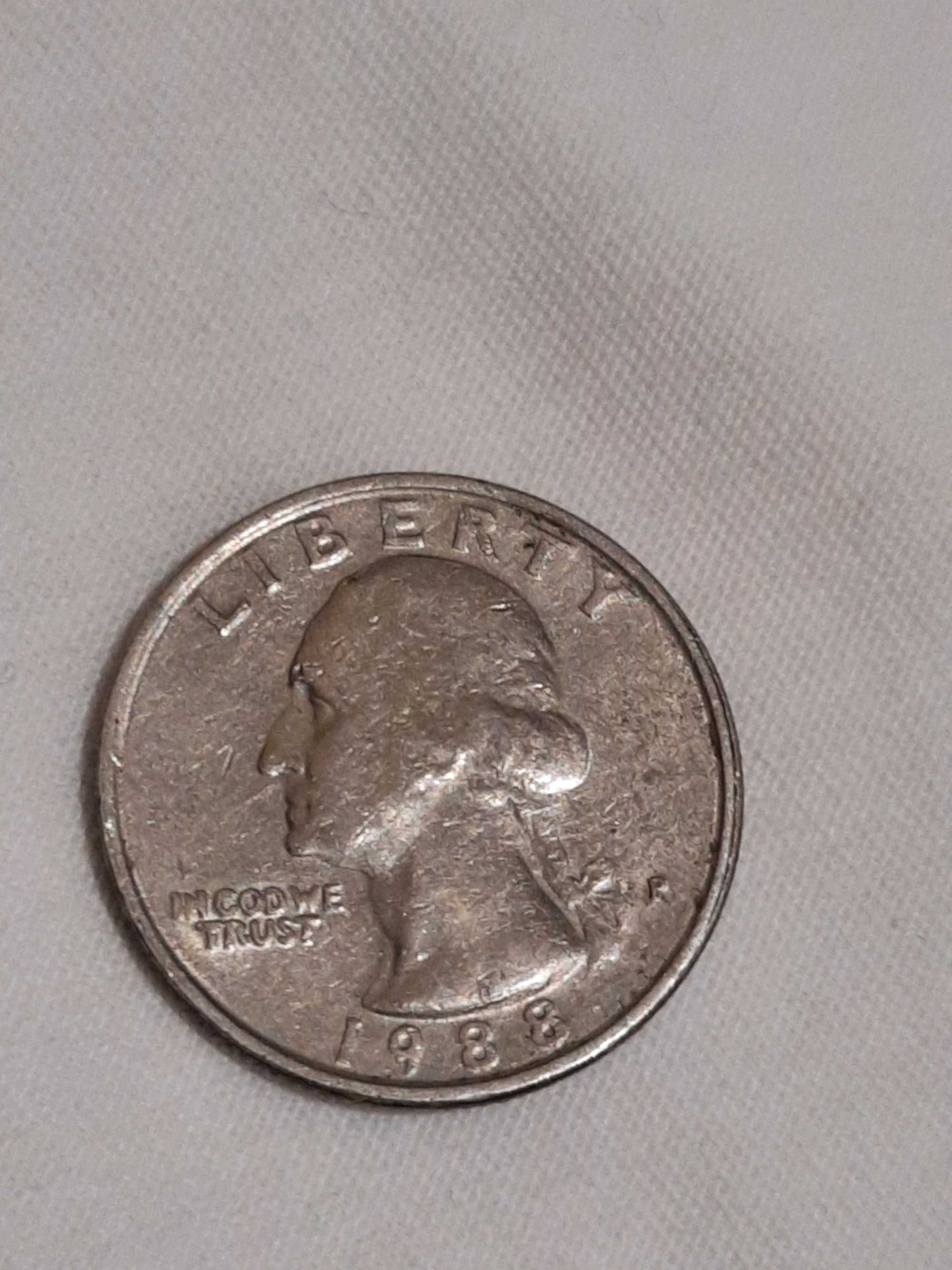 Монета квотер 25 центів США 1988 р.