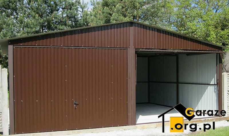 Garaże Blaszane 6x5 Brąz RAL 8017 Dwuspadowe Bramy Uchylne Montaż 0 zł