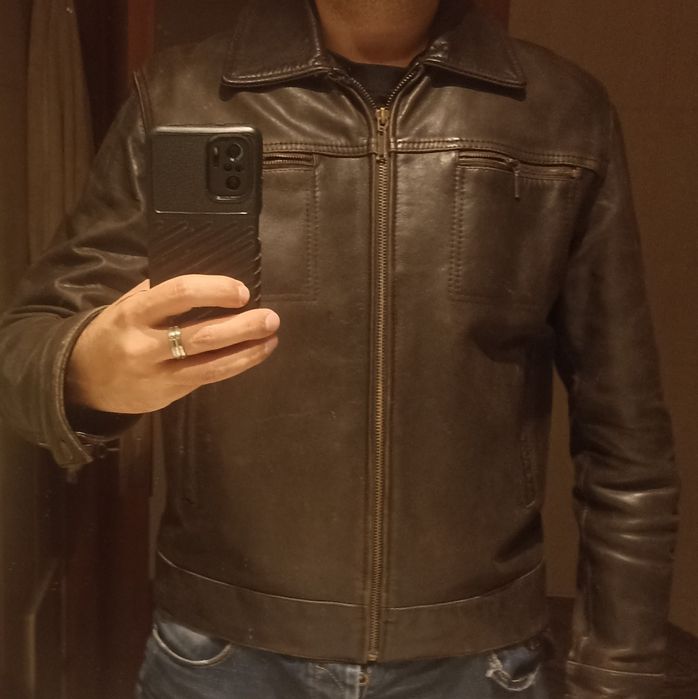 Casaco vintage de couro de búfalo